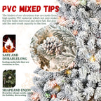 6FT Flocked Christmas Tree with 350 Colorful UL Lights and 36 Pine Cones