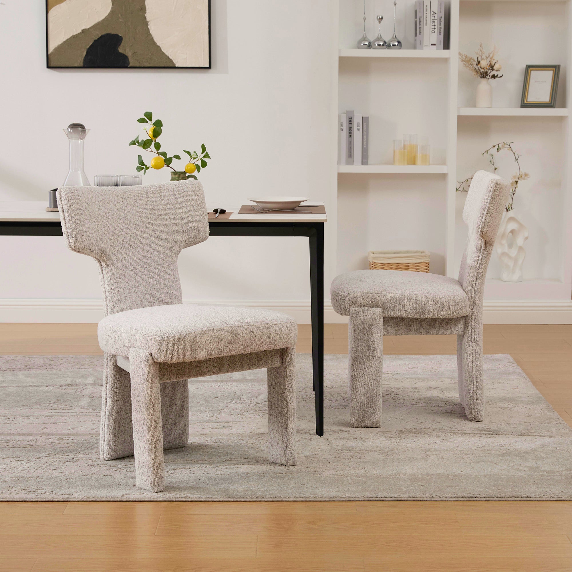 Modern Upholstered Chenille Dining Chair Set of 2