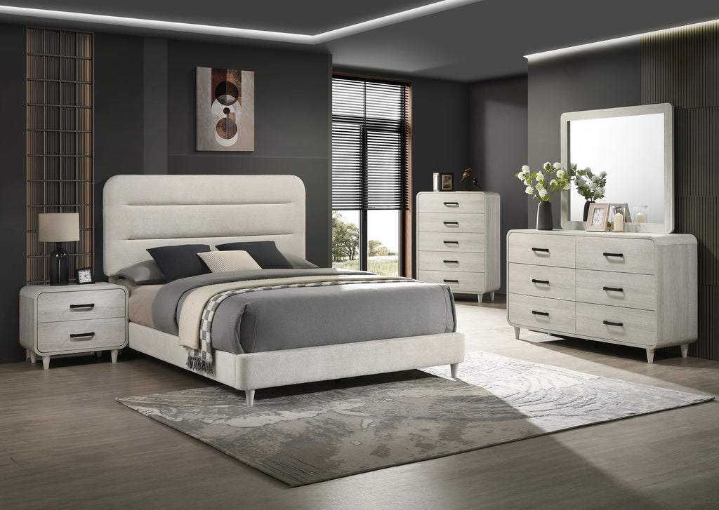 Plush Upholstered Design King Size Panel Bed