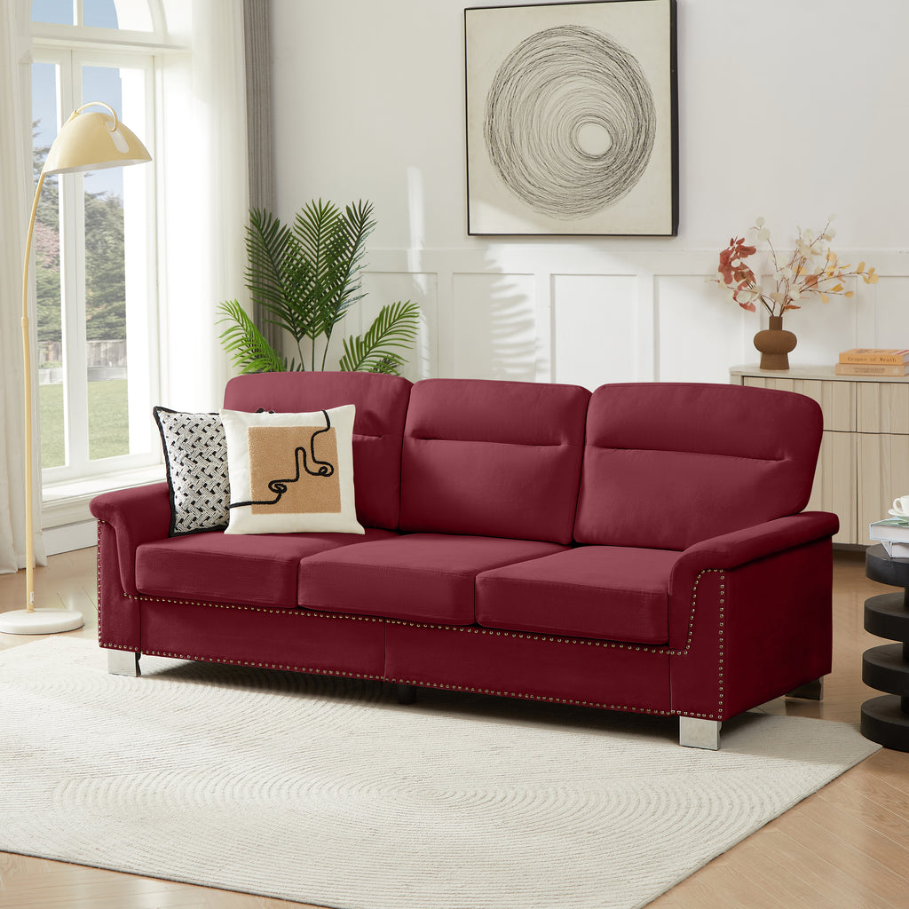 Modern Compressed Snowfleece Fabric 3-Seater Sofa