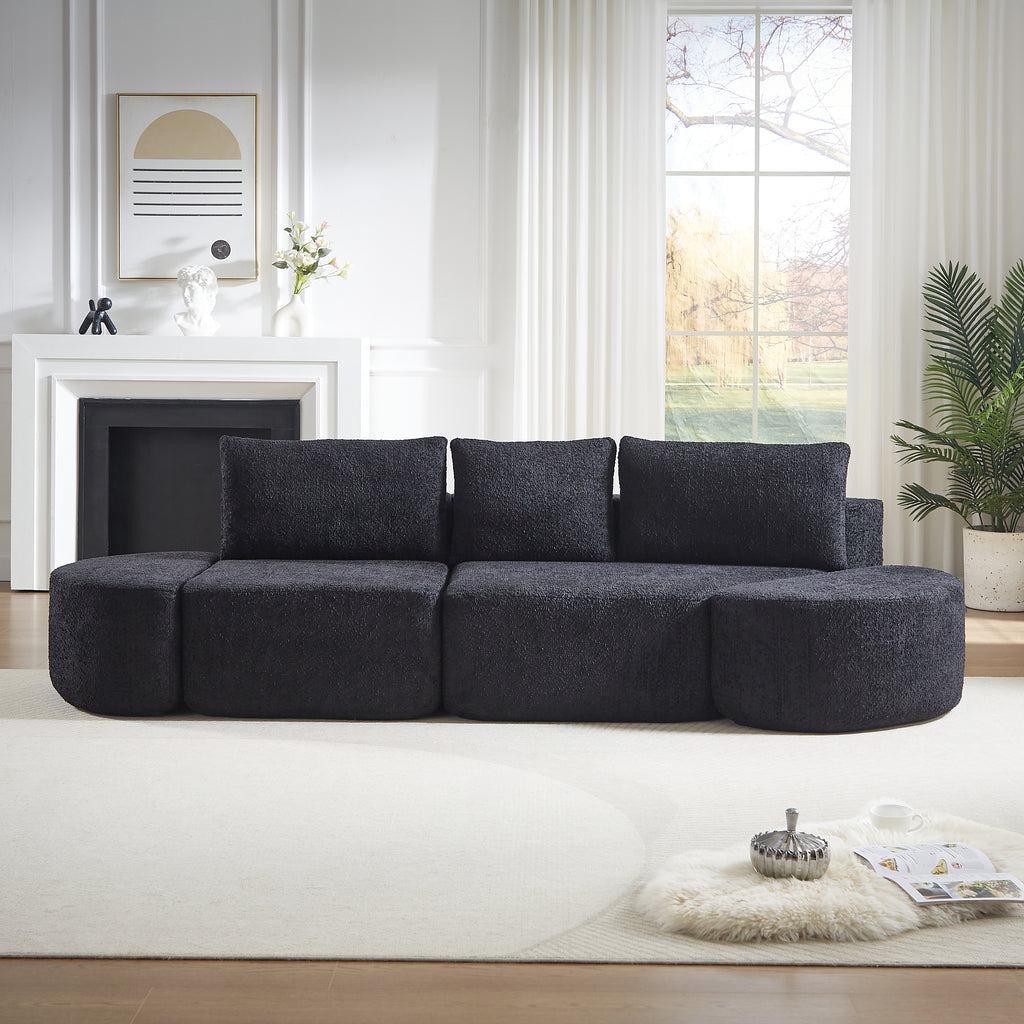106.3-Inch V-Shaped Modular Sofa Set in Chenille Fabric