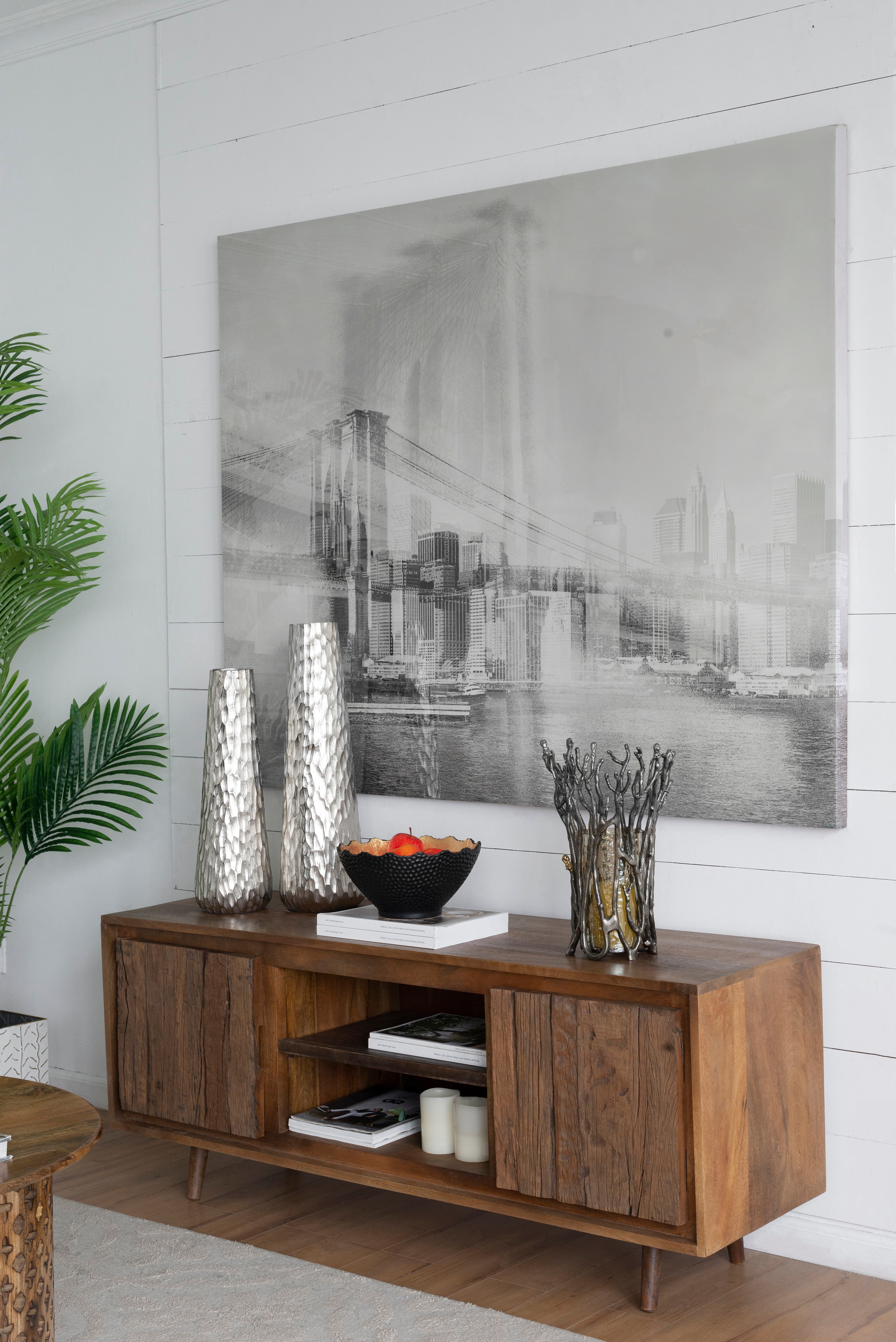55x16x22.5" TV Cabinet With Recycle Wood