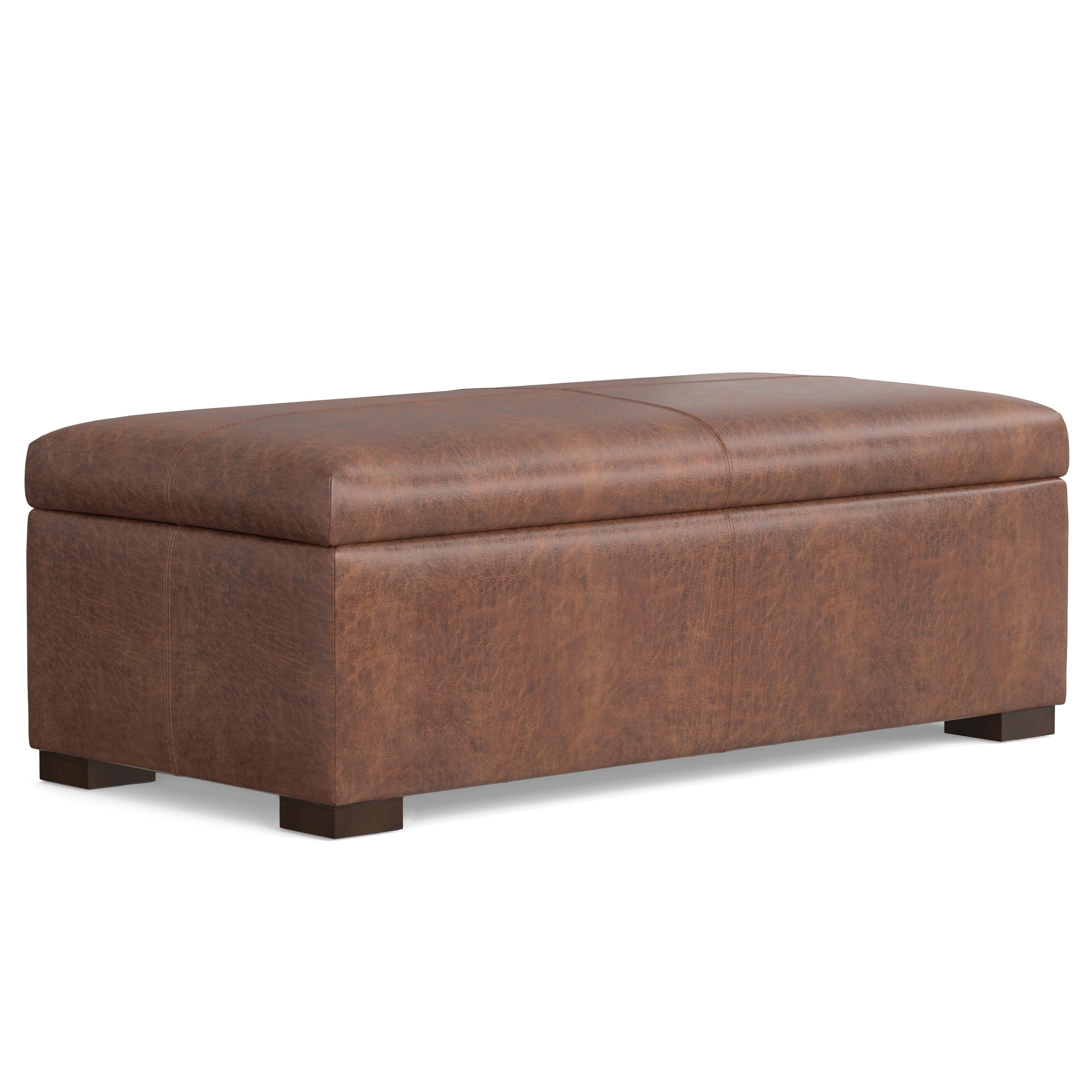 Gabbie 48 Inch Wide Rectangular Storage Ottoman in Distressed Saddle