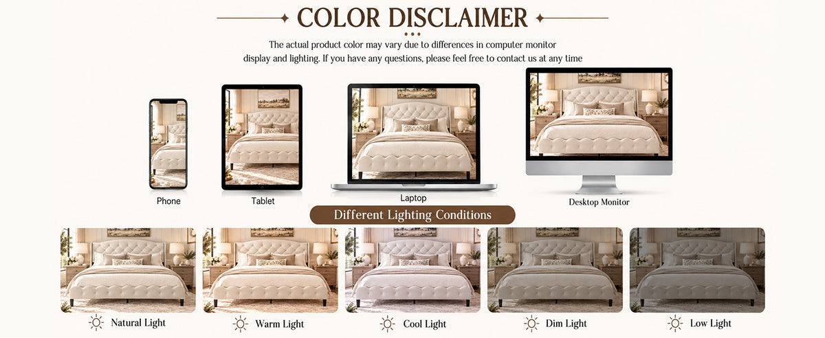 King Size Upholstered Platform Bed Frame with Velvet Tufted Headboard