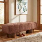 Rust Red Boucle Indoor Dining Bench