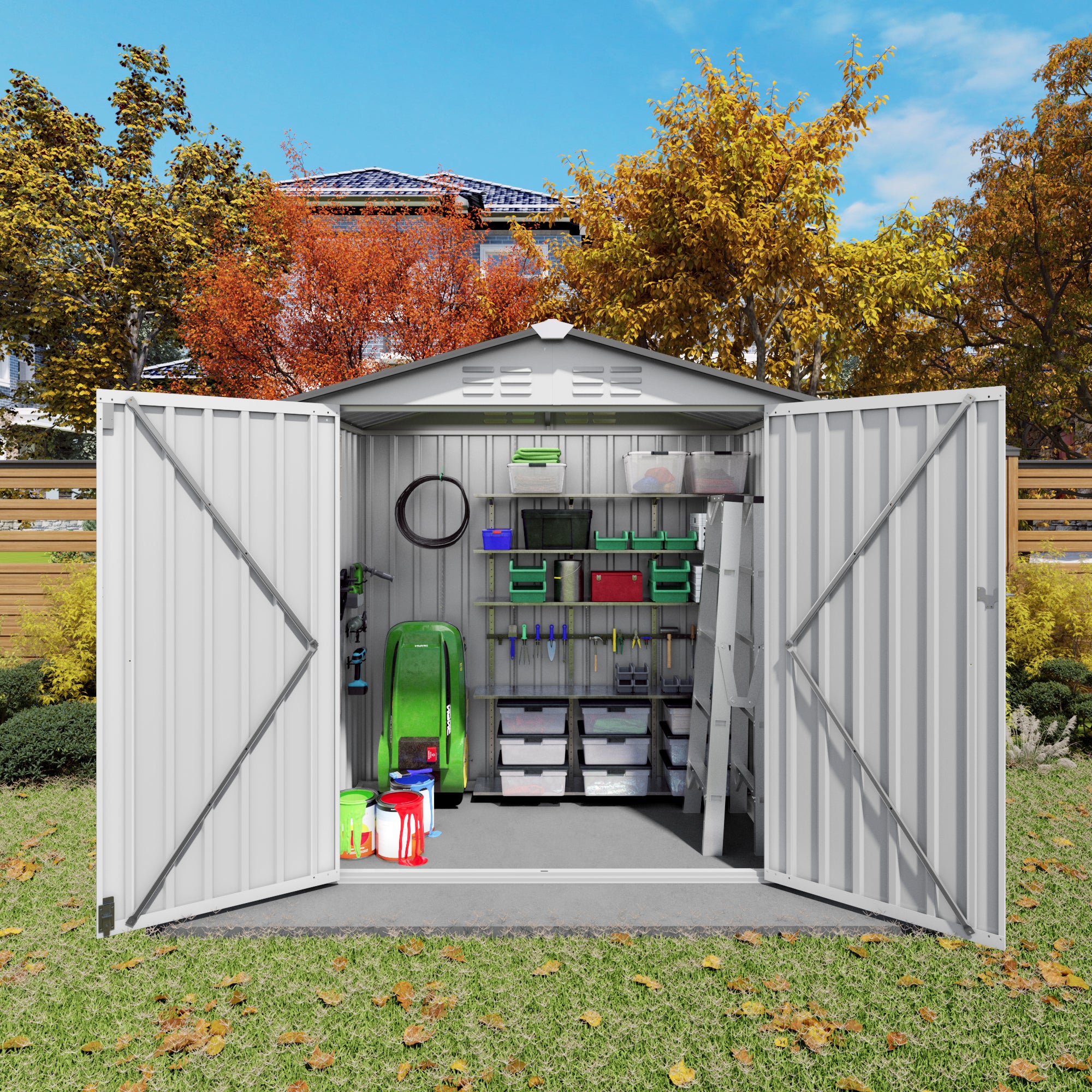 6X3.6FT Metal Storage Shed with Peaked Roof