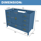 48" Bathroom Vanity Base Cabinet with 2 Soft-Close Double Doors & 9 Smooth Drawers