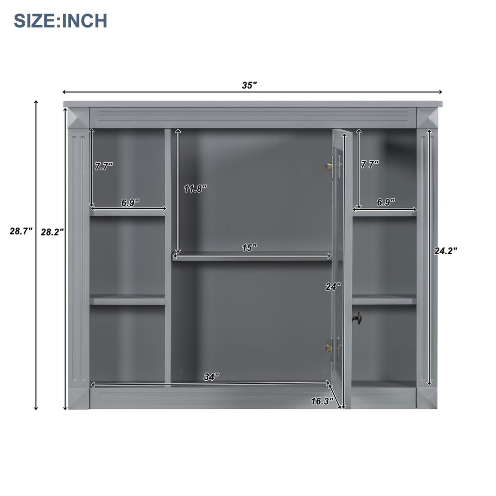 36" Bathroom Vanity with Top Sink, Mirror Cabinet