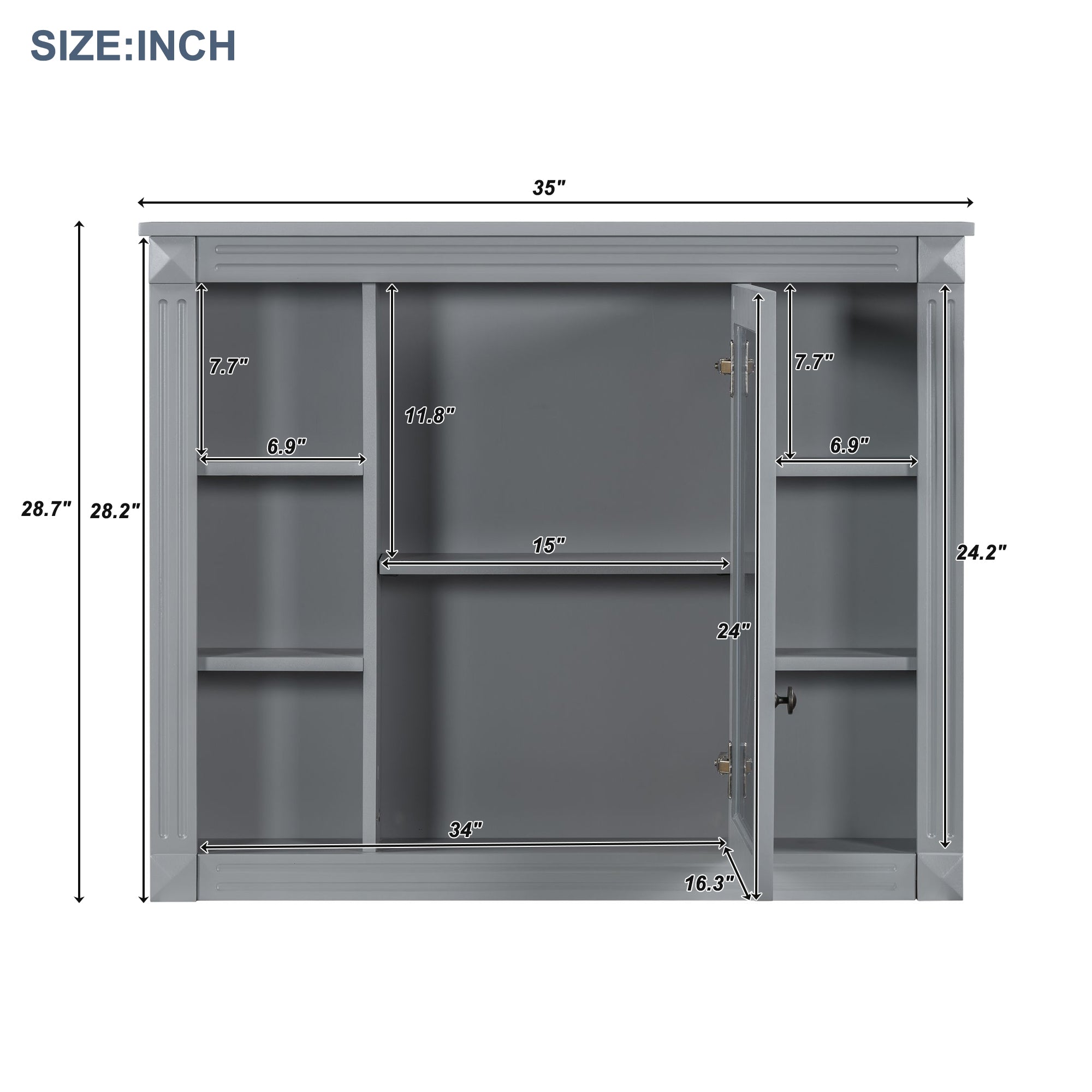 36" Bathroom Vanity with Top Sink, Mirror Cabinet