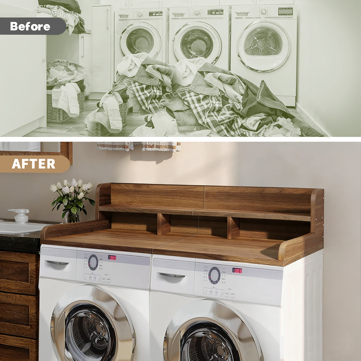 Washer Dryer Countertop with Non-slip Pads - Walnut