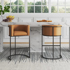 Cosmopolitan Metal Upholstered Barstool in Camel
