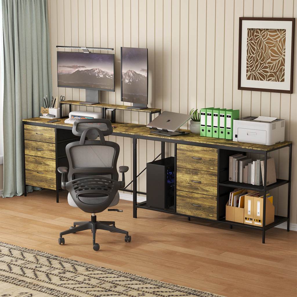 114" L-Shaped Desk with Power Hub, Industrial Design