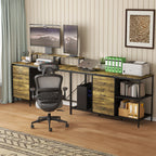 114" L-Shaped Desk with Power Hub, Industrial Design