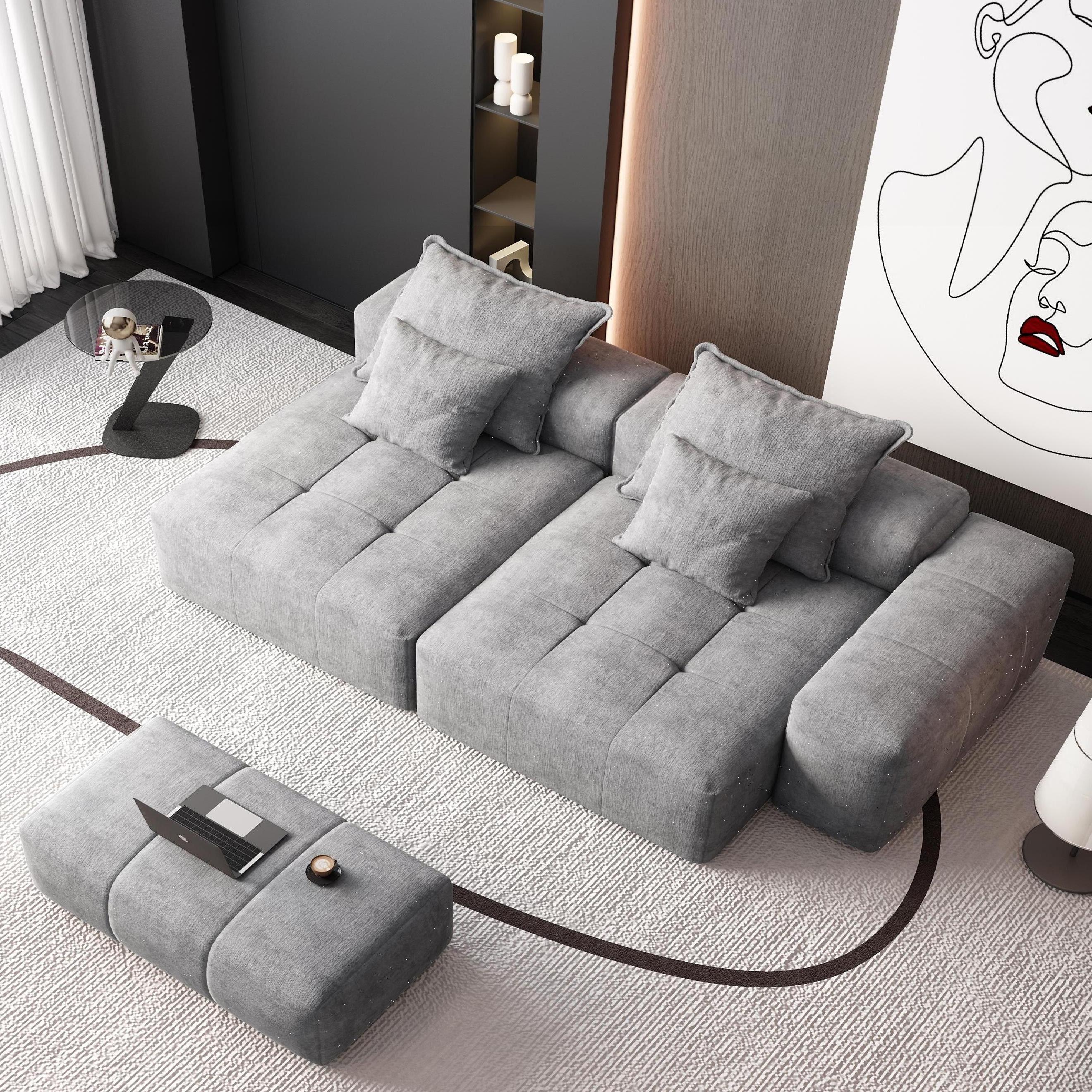 Modern Oversized Modular Sectional Sofa With Chaise Lounge