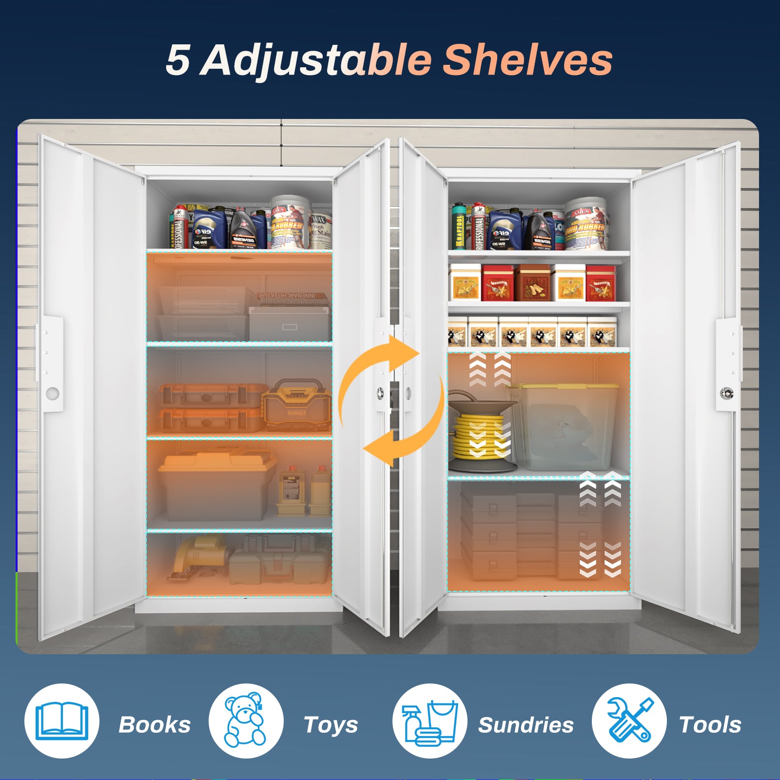 70-Inch 2-Door File Cabinet with Lock