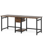 79-Inch Two Person Computer Desk with Drawers and Storage Shelves