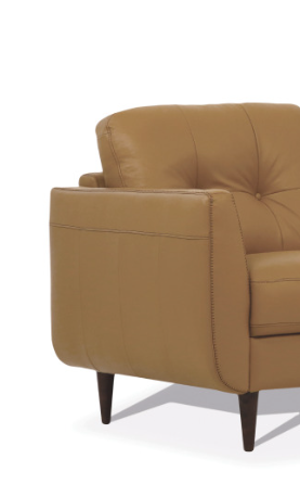 Radwan Camel Leather Loveseat