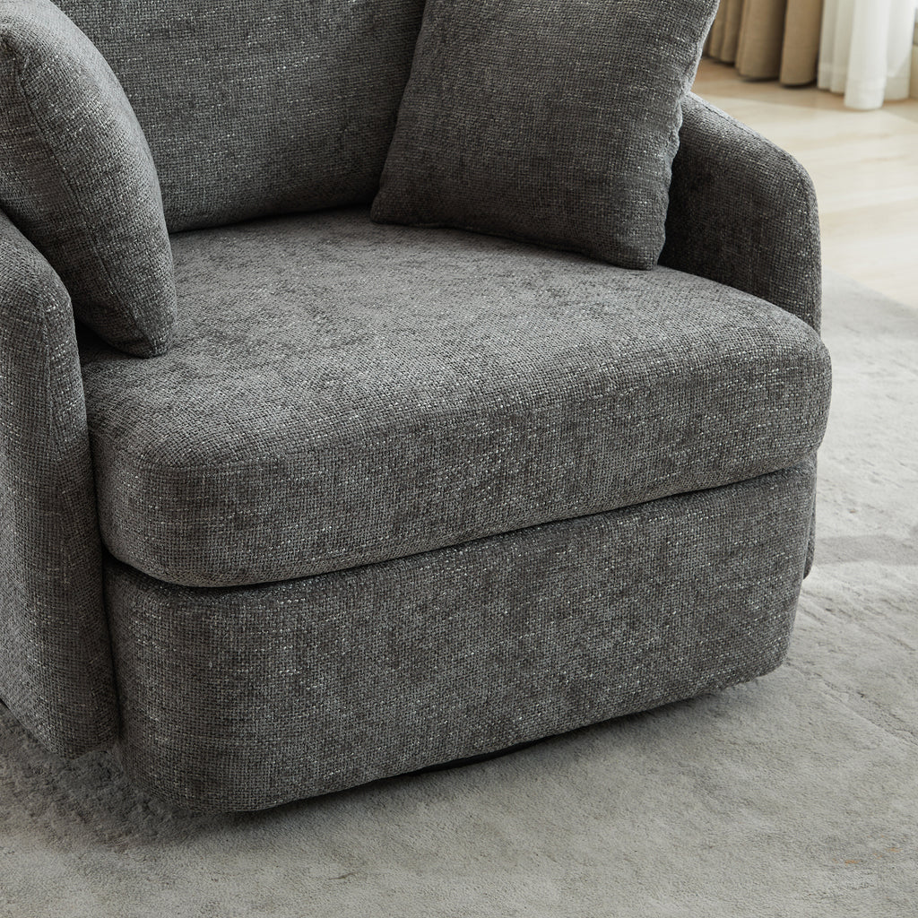 40.55"W Swivel Accent Chair With 2 Throw Pillows