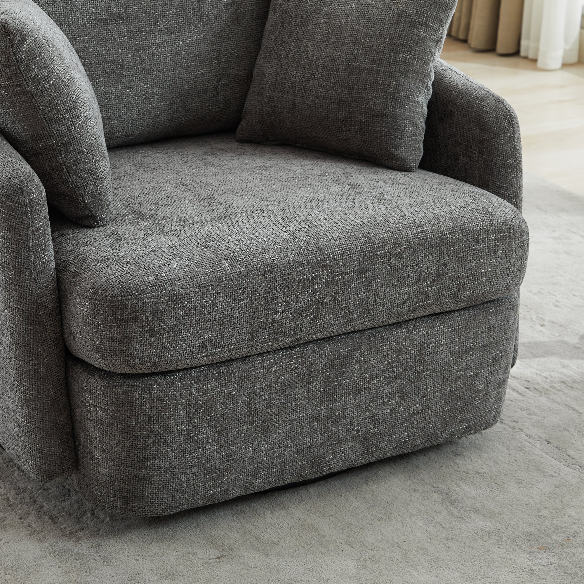 40.55"W Swivel Accent Chair With 2 Throw Pillows