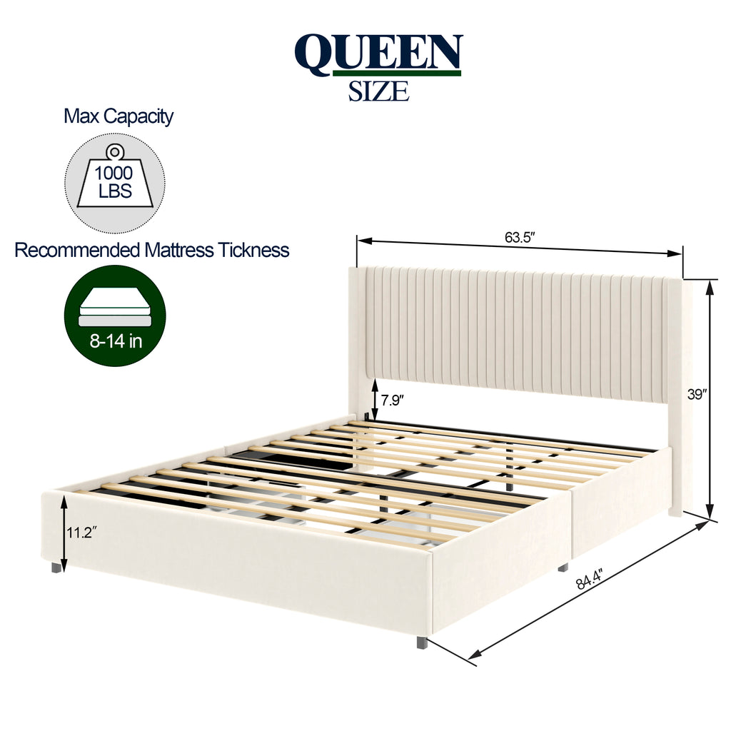 Anna Patented 2-Drawer Storage Bed - Queen Size