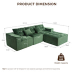 101" L-Shaped Modular Compression Sofa, Green