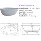 59'' Solid Surface Matte Tub