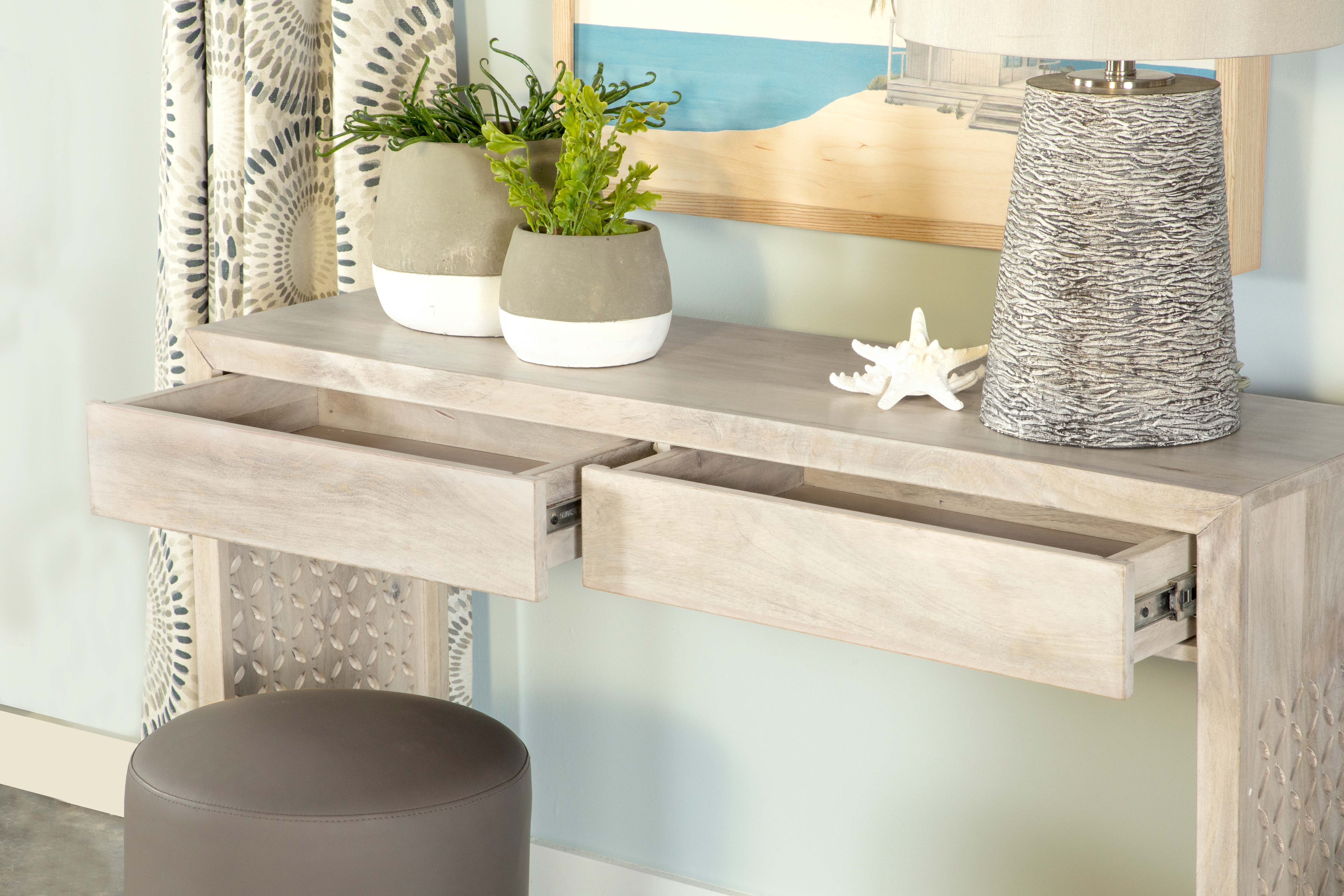 Rickman 2-drawer Wood Entryway Console Table White Washed-CoasterEssence