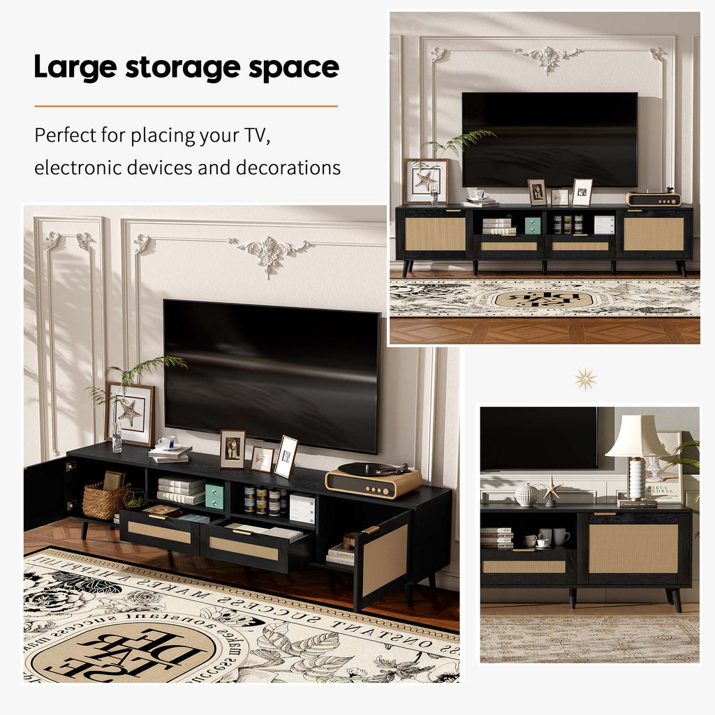 Rattan TV Stand for TVs up to 85''