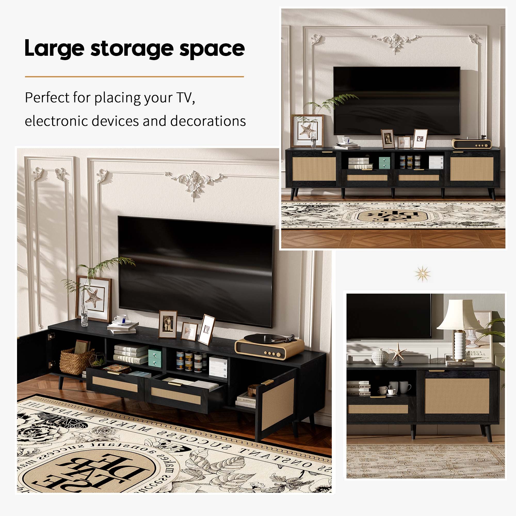 Rattan TV Stand for TVs up to 85''