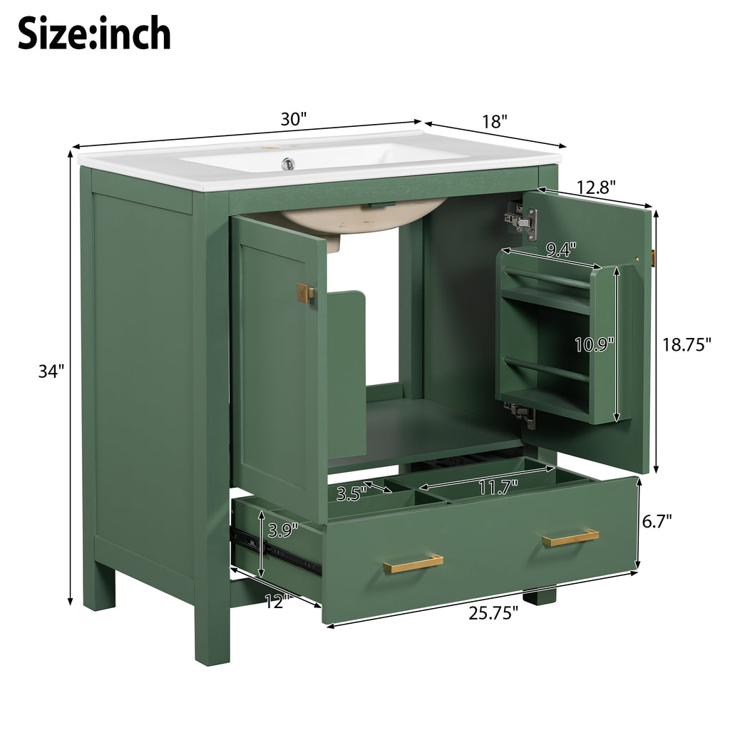 30 Inch Green Bathroom Vanity