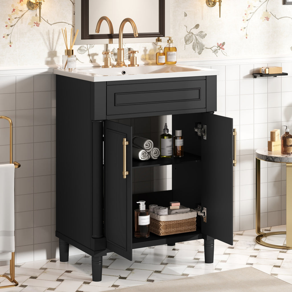 24" Bathroom Vanity with Integrated Ceramic Sink