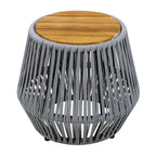 Acacia Wood Side Table with Grey Rope Design