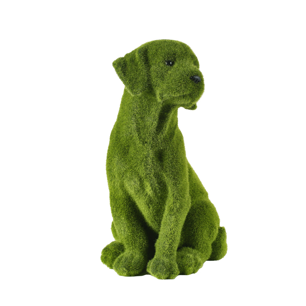 13.4" Garden Statue, Flocked Dog Figurine Style B, Resin