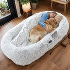 Human Dog Bed - Washable Faux Fur
