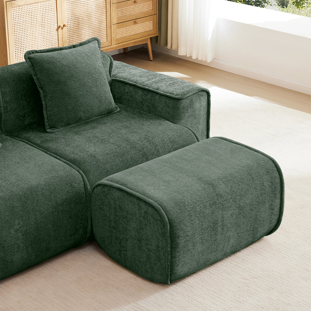 Armless Sofa in Velvet Green
