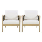 Outdoor Acacia Wood Club Chair with Handwoven Rope (Set of 2)