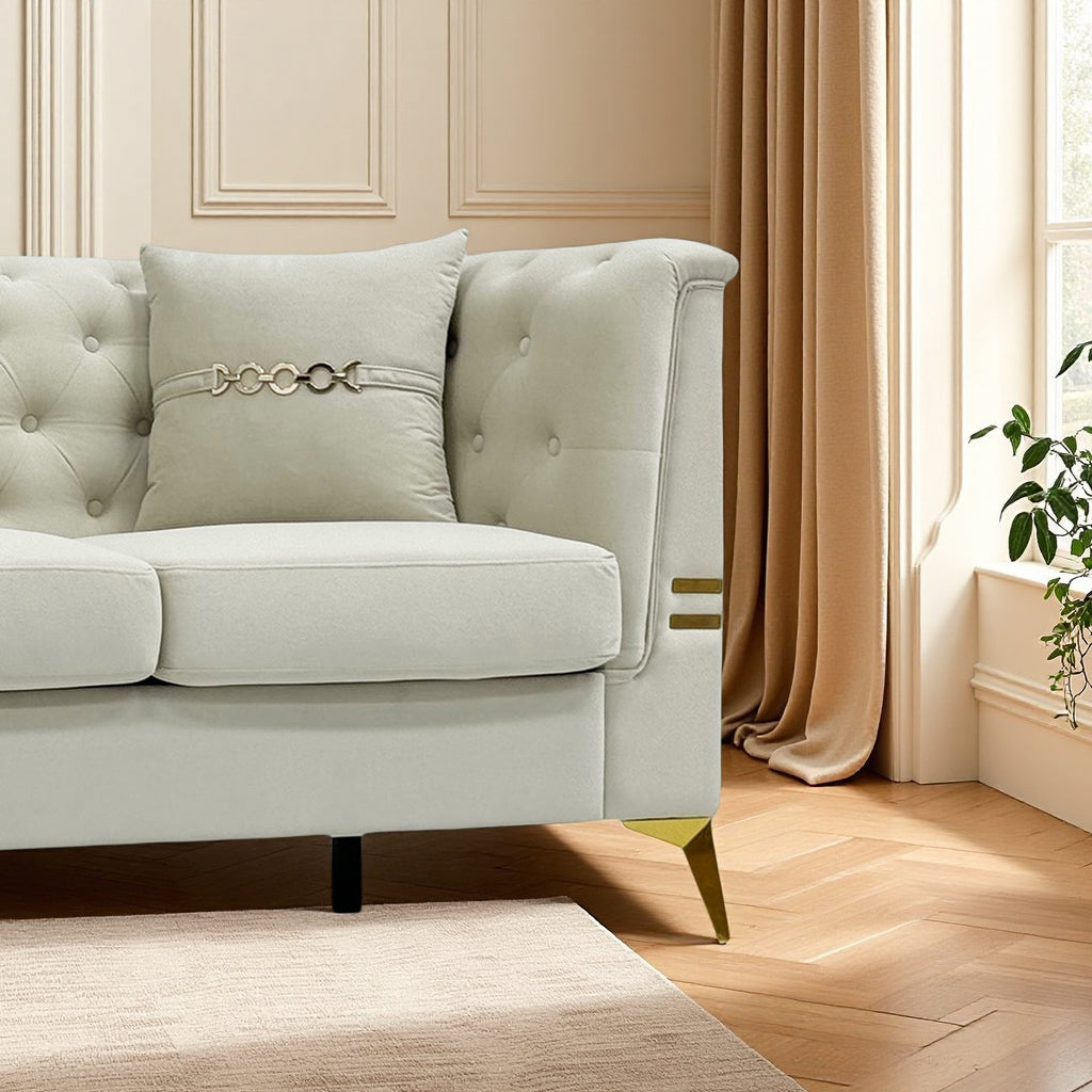 FX-P83-2PC Sofa Set - Modern Velvet Upholstered
