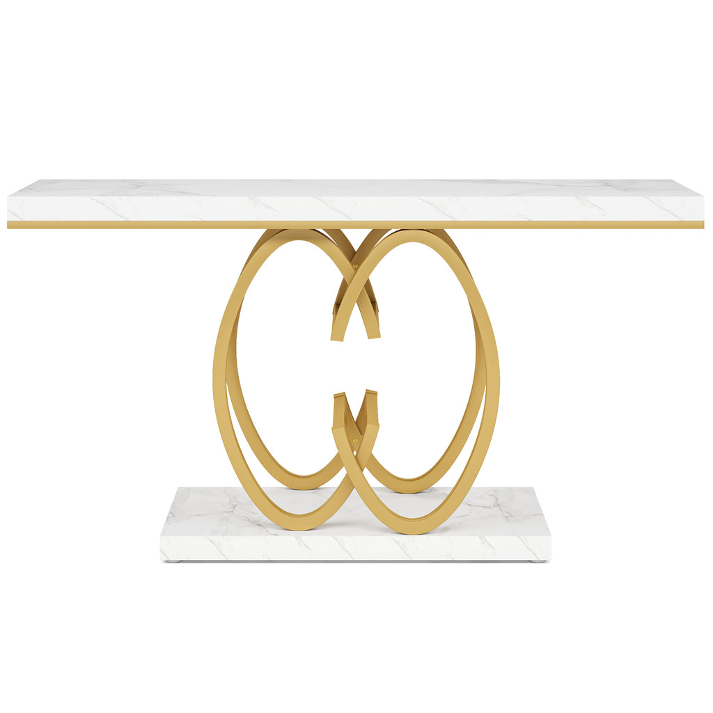 Luxurious 55" Faux Marble Console Table
