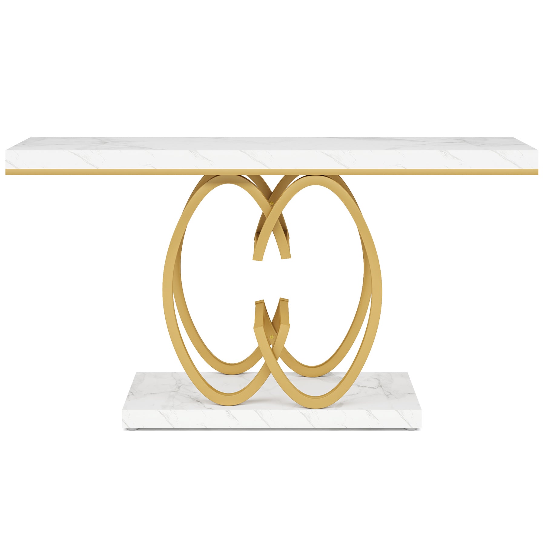 Luxurious 55" Faux Marble Console Table