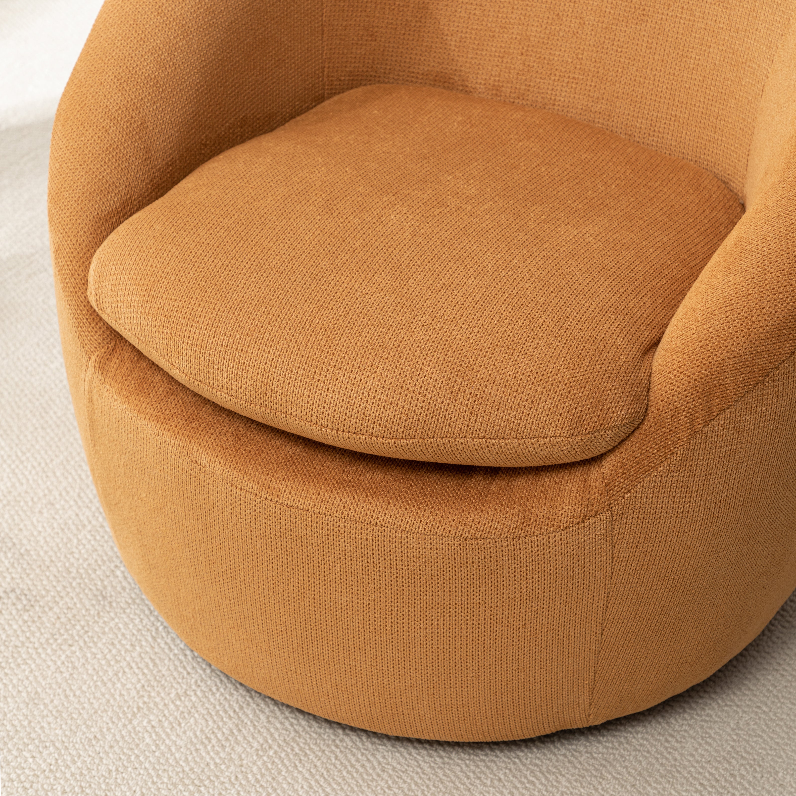 Winnie Modern Teddy Fabric Barrel Chair, 360° Swivel