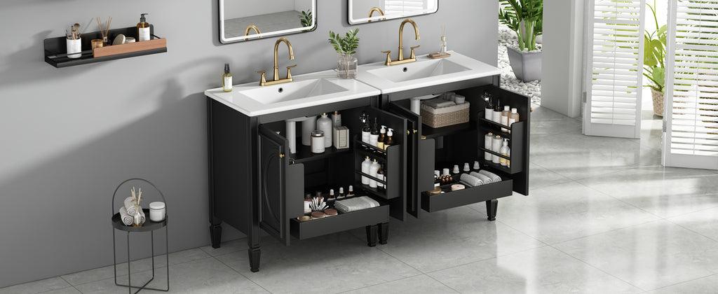60" Bathroom Vanity with Double Sink Combo Set