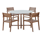 U-Style 5-Piece Outdoor Dining Set with 4 Acacia Wood Chairs