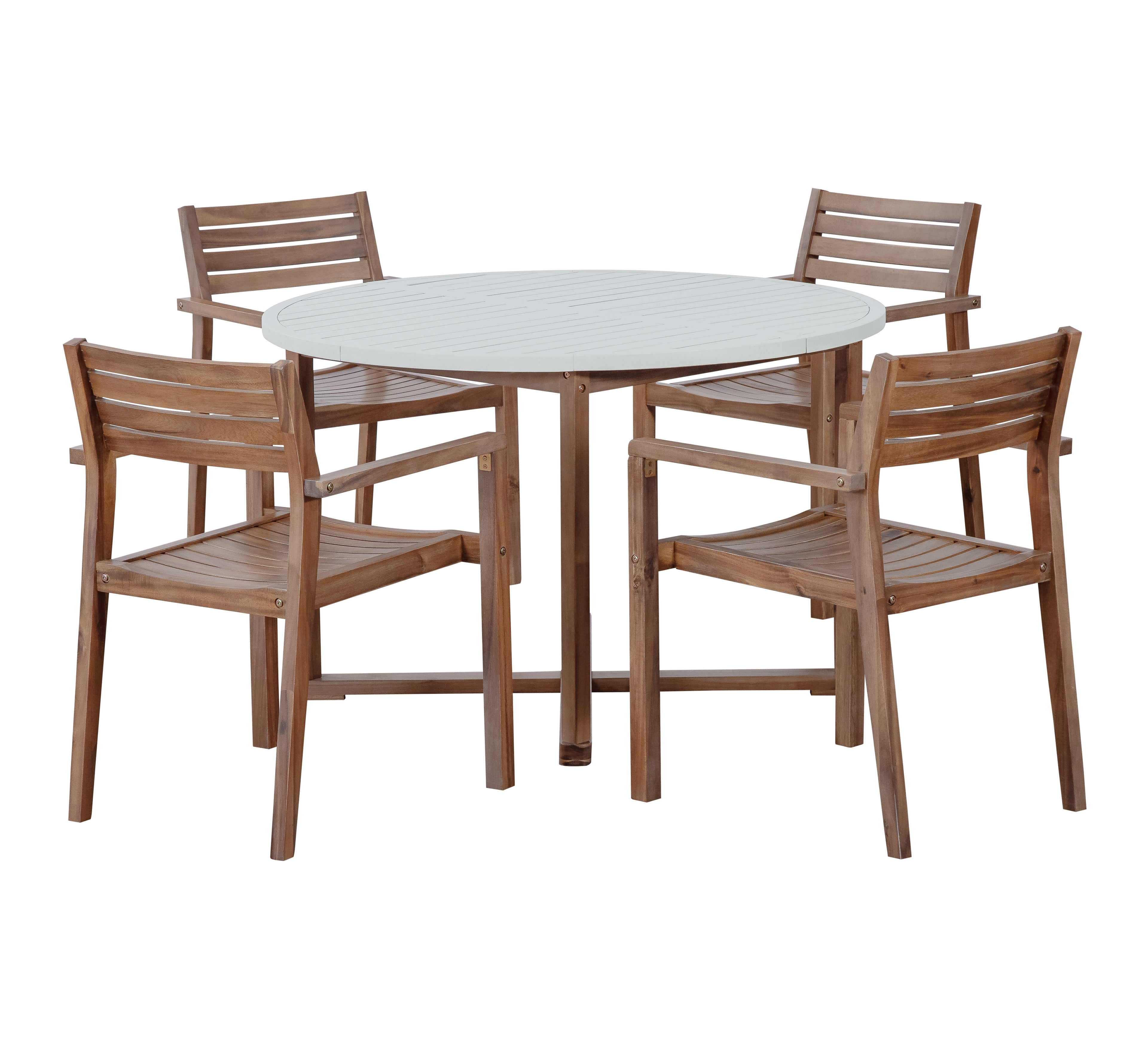 U-Style 5-Piece Outdoor Dining Set with 4 Acacia Wood Chairs