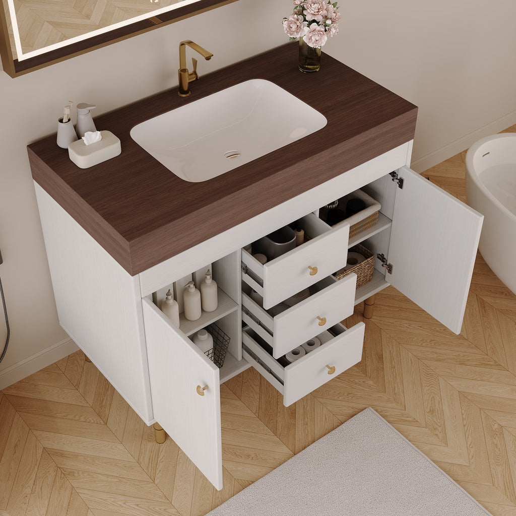 36 in Modern Free-standing Bathroom Vanity with Ceramic Sink & Ample Storage