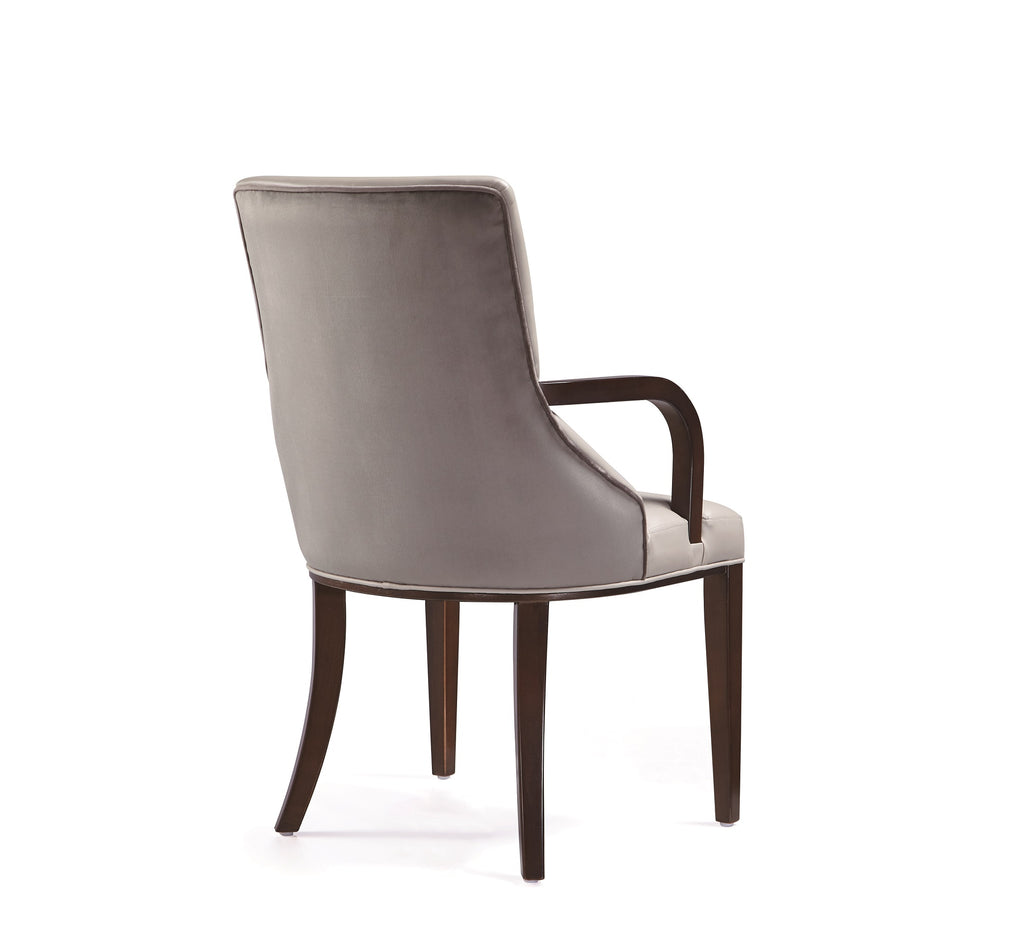 Shubert Wood Vegan Leather and Velvet Armchair