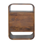 Solid Wood Chestnut Curve 2-Drawer Nightstand, 2 Open Slots