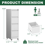 4 Drawer Metal Locking Vertical File Cabinet on Wheels