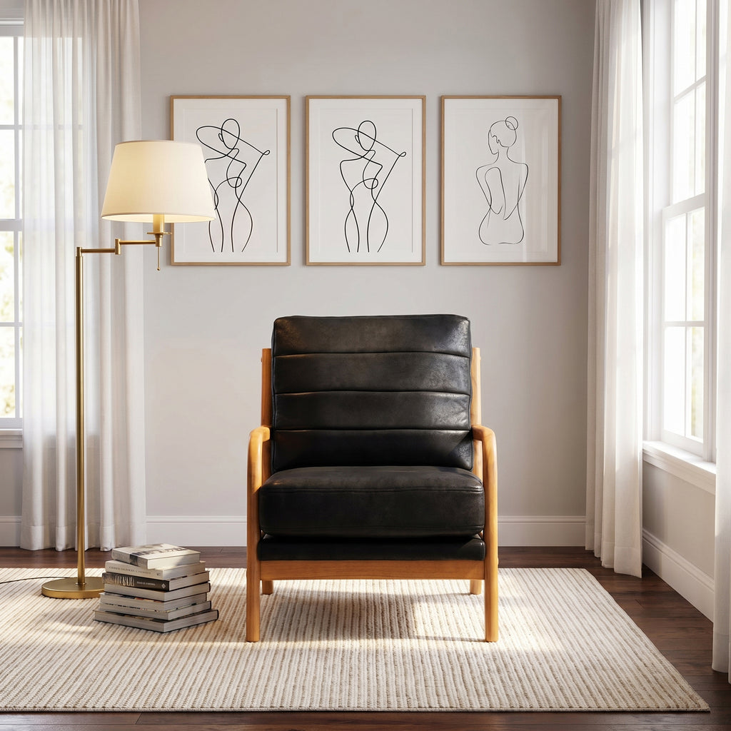 Foil Fabric Wood Armchair