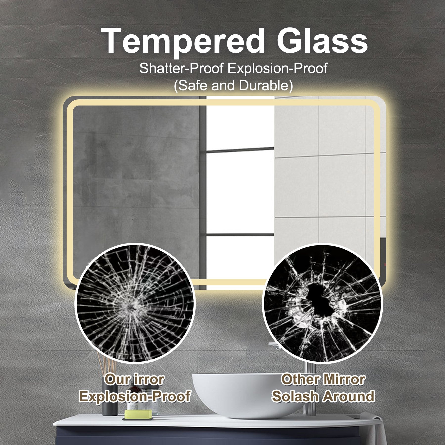 24X40 Inch LED Bathroom Mirror with Front Lights