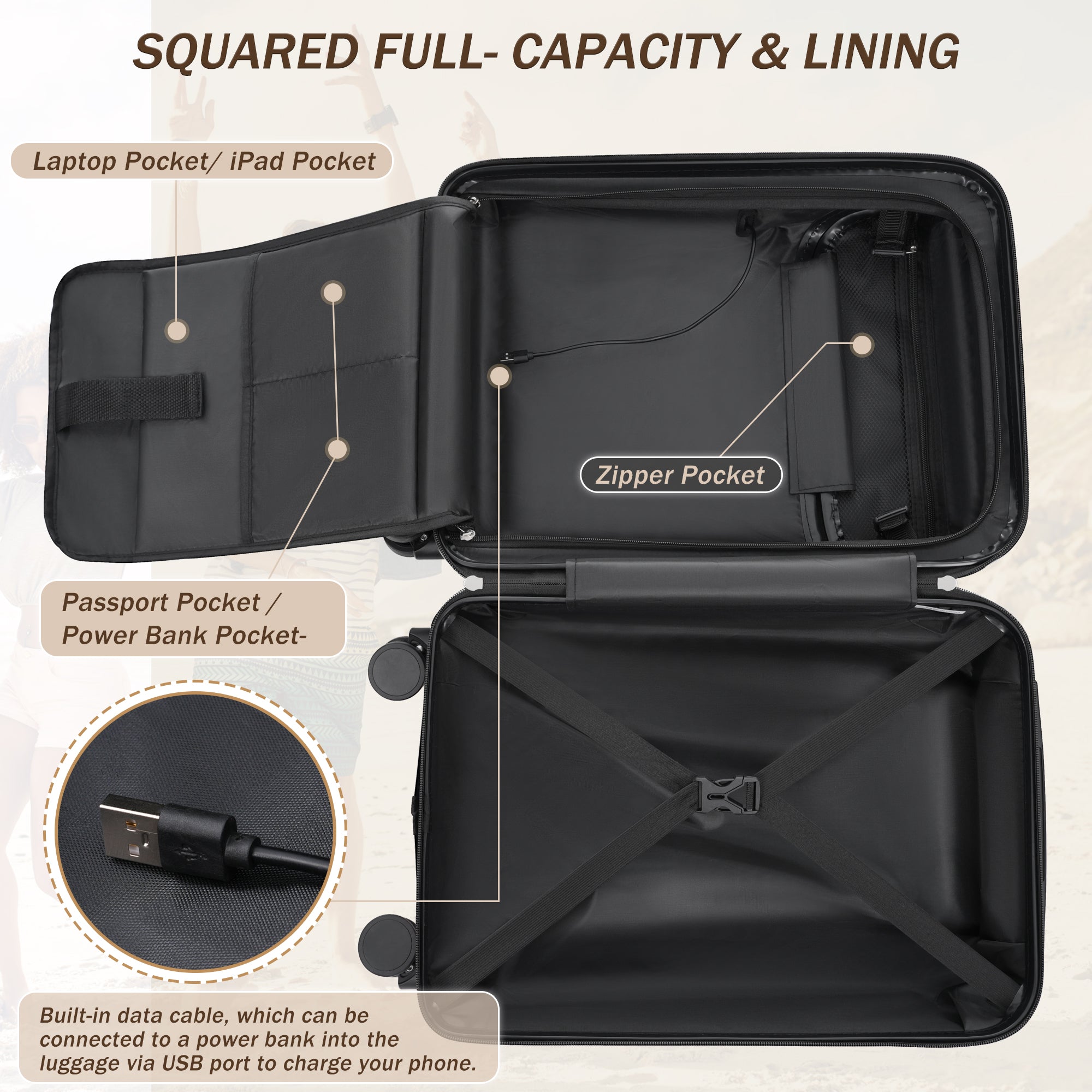 Hardside Luggage Set 5 Piece with Bags